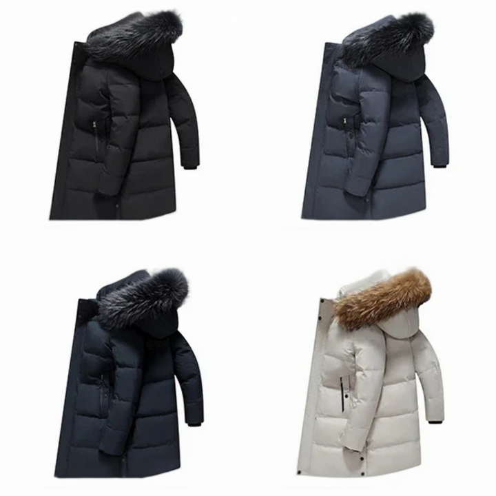 Heren parka winterjas met bont capuchon en ritsen