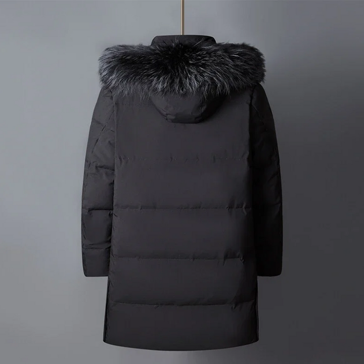 Heren parka winterjas met bont capuchon en ritsen