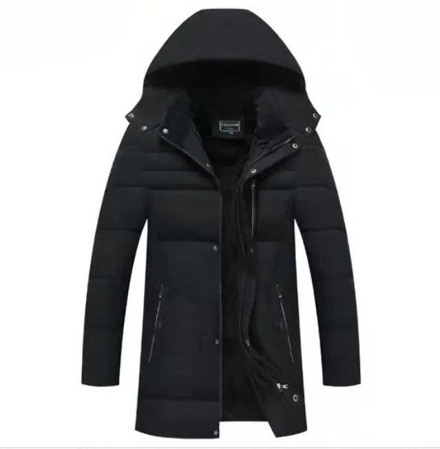 Heren winterjas met capuchon, gewatteerd en fleece gevoerd - Perfect voor koude dagen