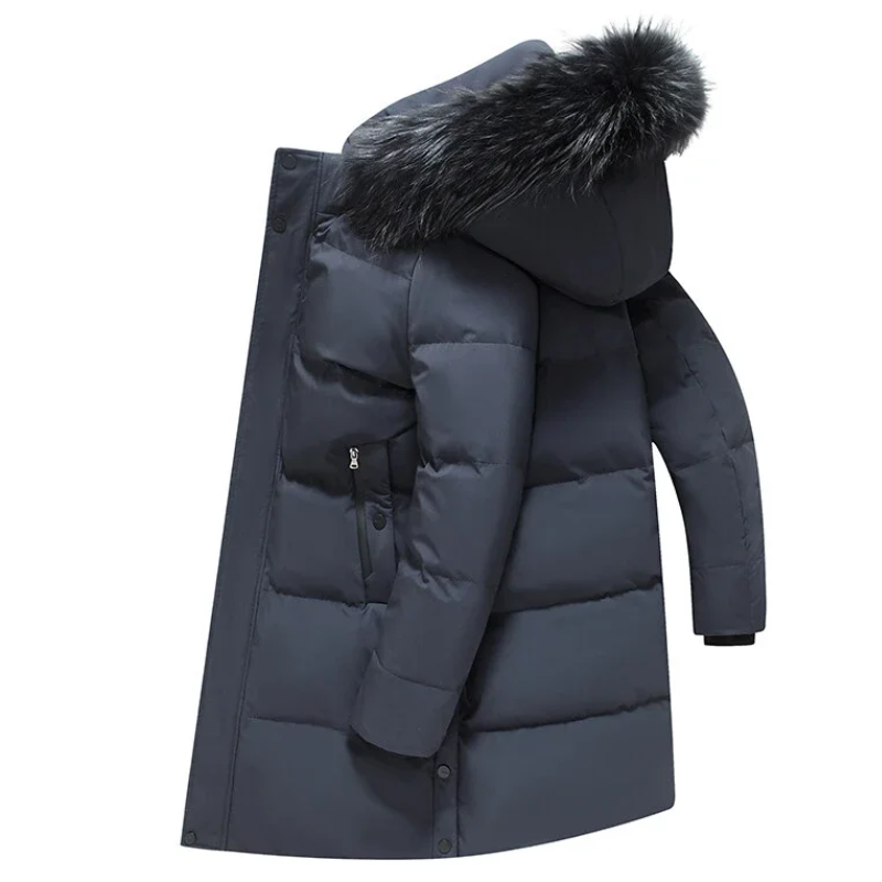 Heren parka winterjas met bont capuchon en ritsen