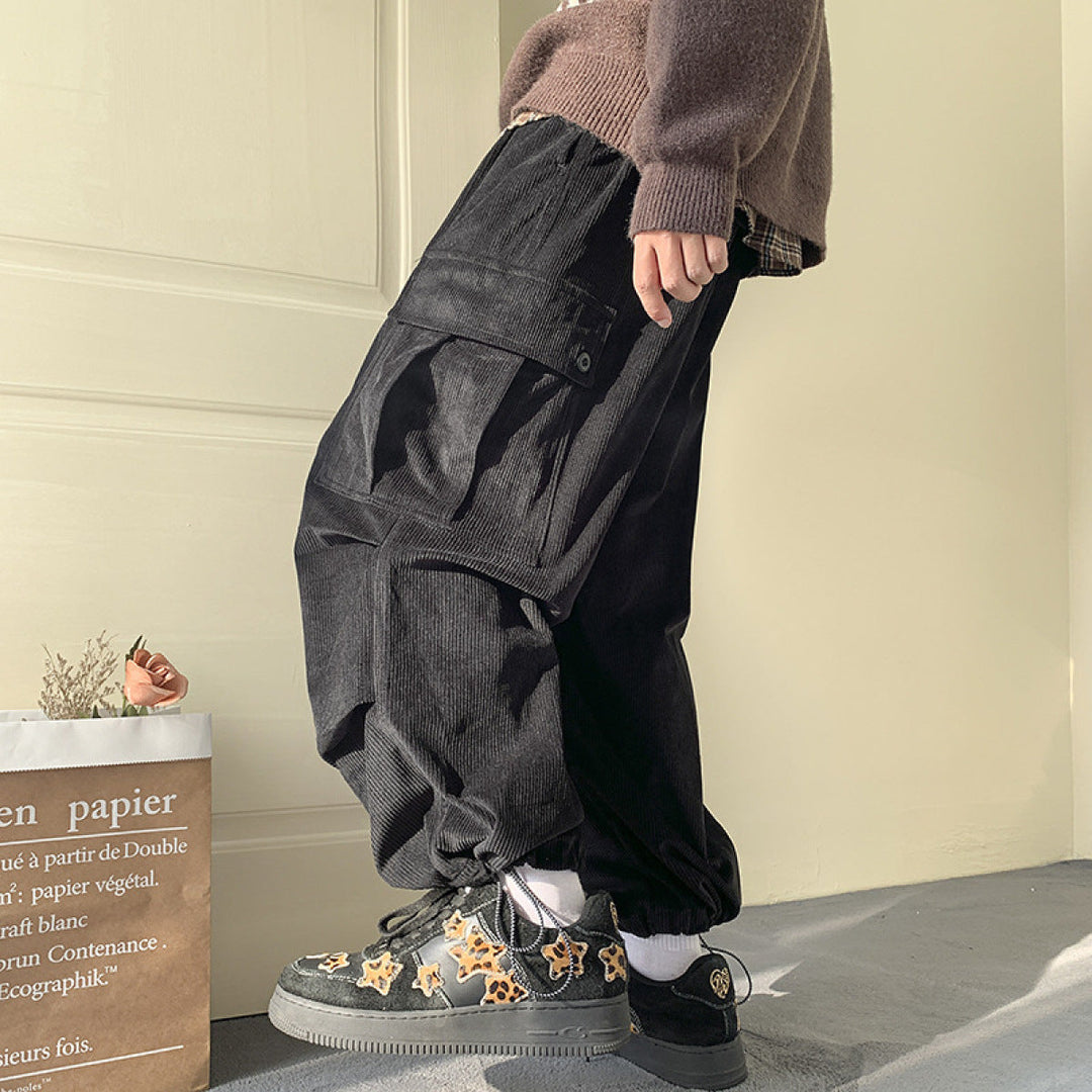 Corduroy cargo baggy broek