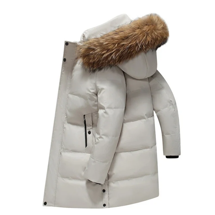 Heren parka winterjas met bont capuchon en ritsen