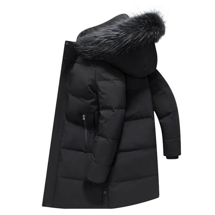 Heren parka winterjas met bont capuchon en ritsen