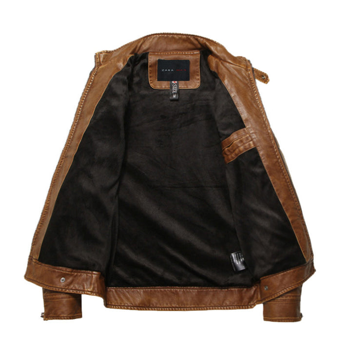 Mannen - Old-School Lederjacke - Klassisches Design aus hochwertigem Leder - Vintage Stil