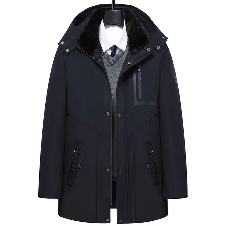 Heren parka winterjas met afneembare capuchon en ritsen