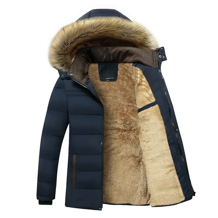 Heren parka winterjas warm gevoerd met capuchon en ritssluiting