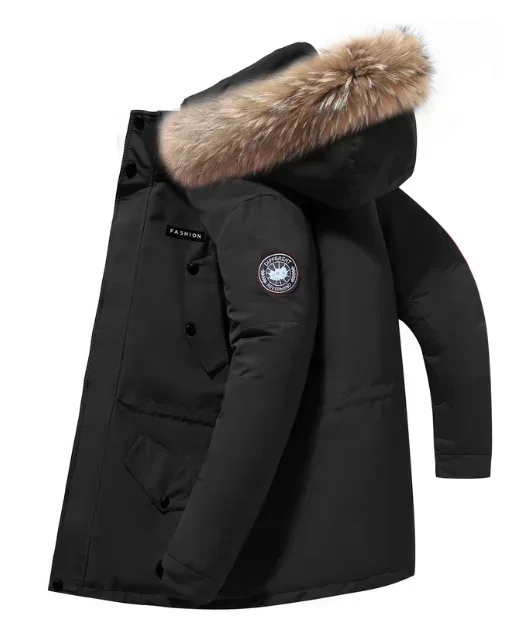 Parka Winterjas voor Heren - Met Bontcapuchon en Knoopsluiting - Warme Winterjas