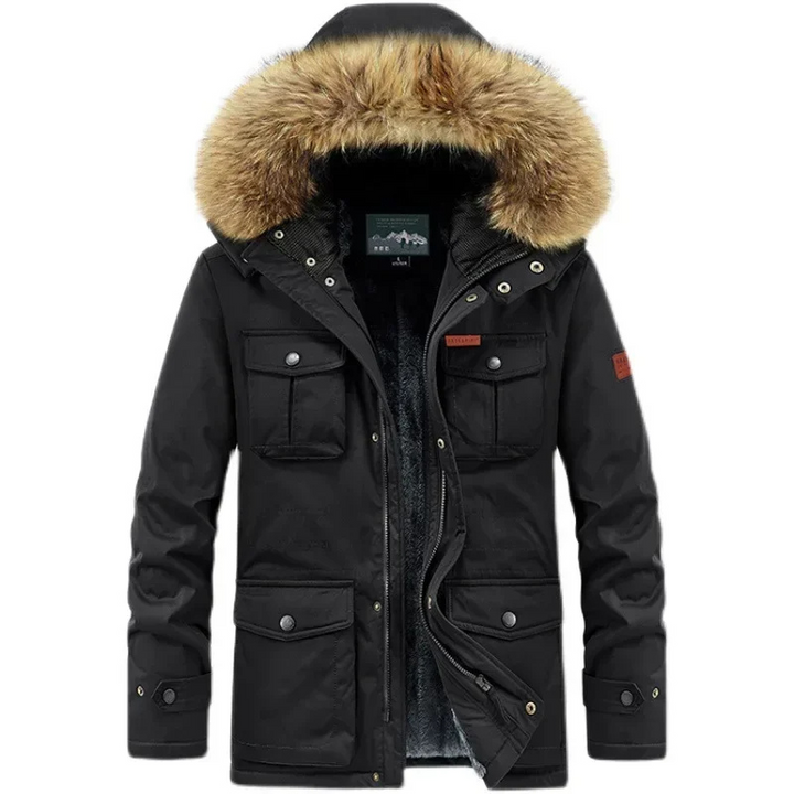 Heren parka winterjas met warme voering en afneembare capuchon