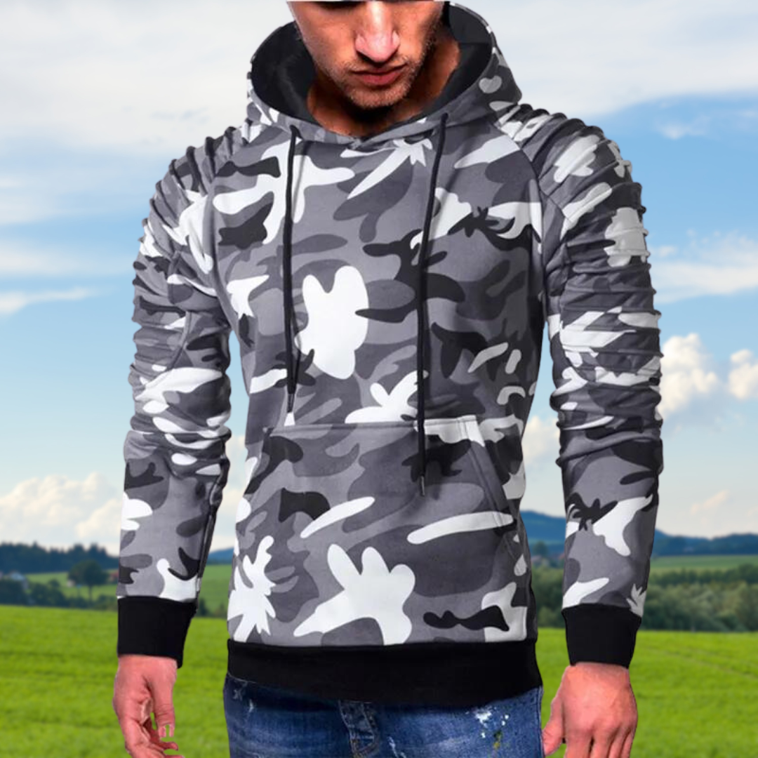 Heren - Camouflage Hoodie - Zachte Katoenmix - Stijlvolle Outdoorkleding voor Avonturiers