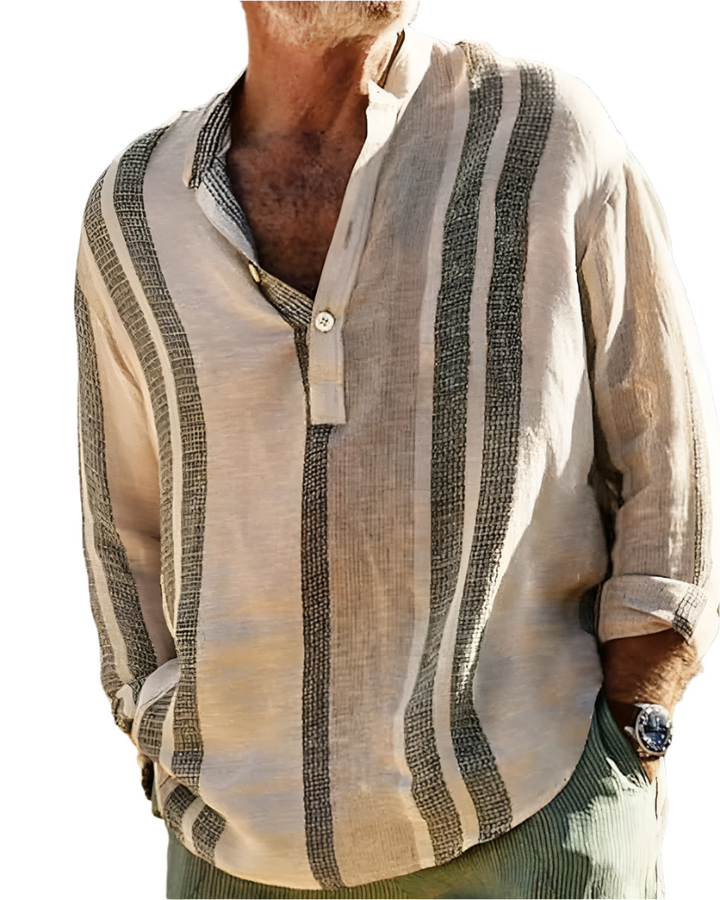 Heren - Shirt met Lange Mouwen - Katoen en Linnen - Stijlvolle Casual Look