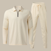 Luxe 2-delige heren set met longsleeve polo en jogger