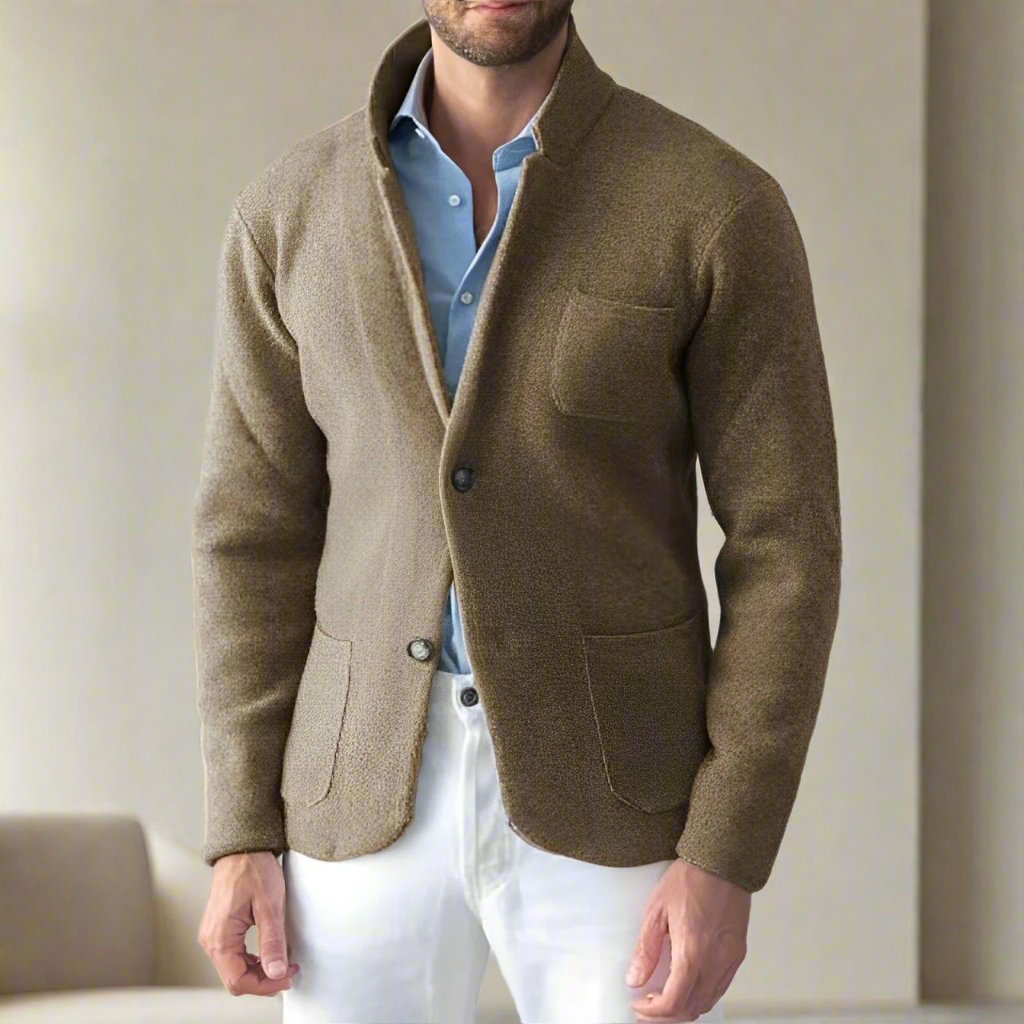 Heren - Slanke vintage blazer met opstaande kraag - stijlvolle en tijdloze look - perfect voor elke gelegenheid