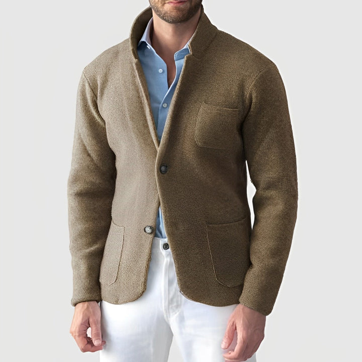 Heren - Slanke vintage blazer met opstaande kraag - stijlvolle en tijdloze look - perfect voor elke gelegenheid