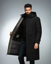 Heren parka winterjas lang model met capuchon en warme voering