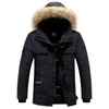 Heren parka winterjas met bont capuchon en warme voering