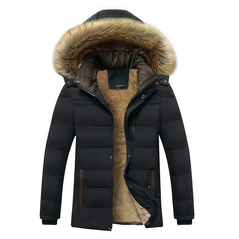 Heren parka winterjas warm gevoerd met capuchon en ritssluiting