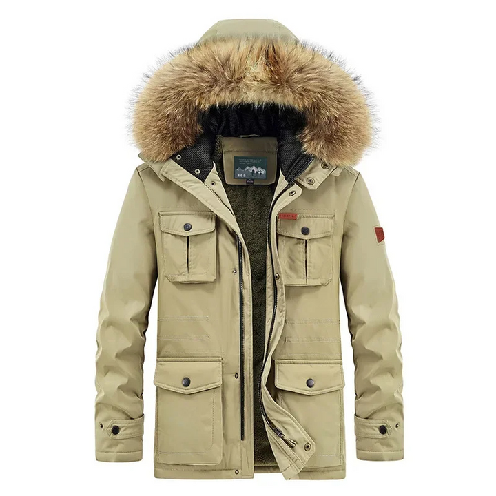 Heren parka winterjas met warme voering en afneembare capuchon