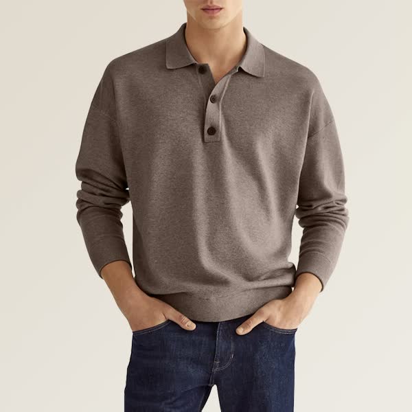 Heren - Casual Polo met Lange Mouwen - Comfortabele Stijl - Ideaal voor Vrijetijd