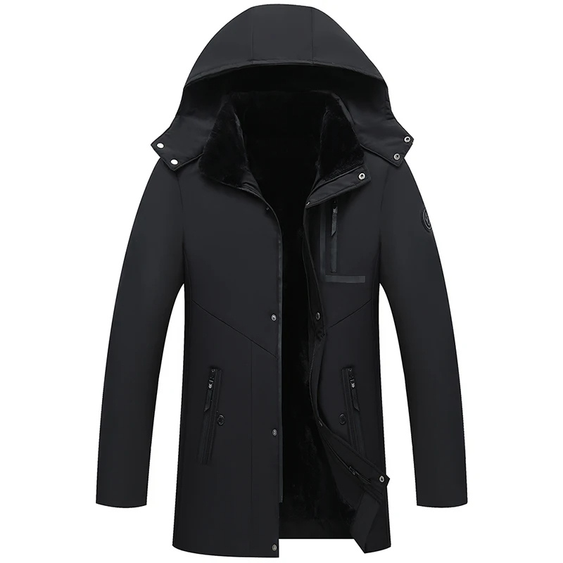 Heren parka winterjas met afneembare capuchon en ritsen