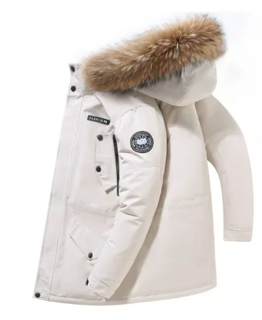 Parka Winterjas voor Heren - Met Bontcapuchon en Knoopsluiting - Warme Winterjas