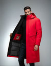 Heren parka winterjas lang model met capuchon en warme voering