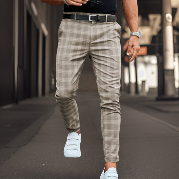 Heren - Slim Fit Broek - Geruit Motief - Stijlvolle Casual Look voor Elke Gelegenheid