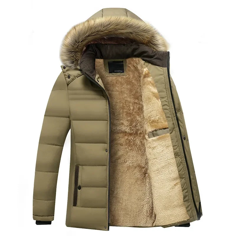 Heren parka winterjas warm gevoerd met capuchon en ritssluiting