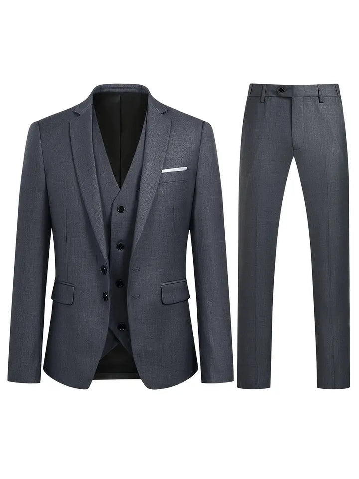 3-delige set voor heren, bestaande uit een eenvoudige zakelijke blazer , vest en broek