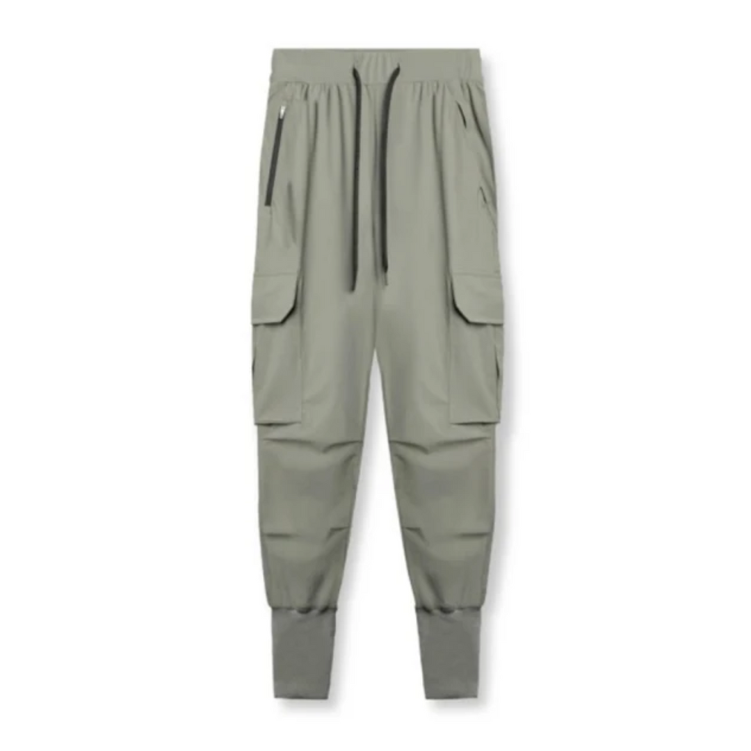 Beige kleur straight fit cargo broek met meerdere zakken heren