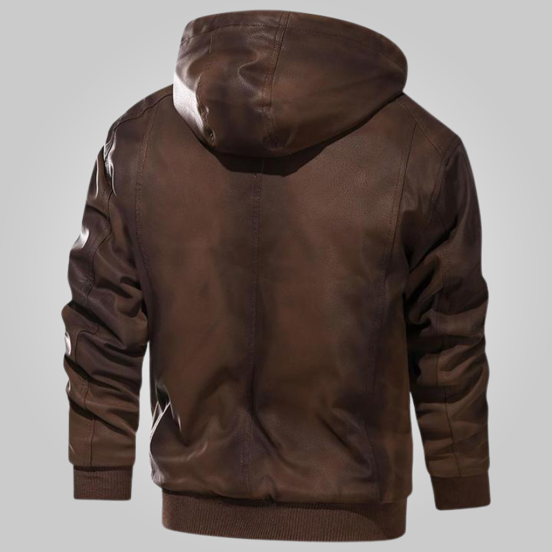 Heren - Kunstleren jas met hoodie