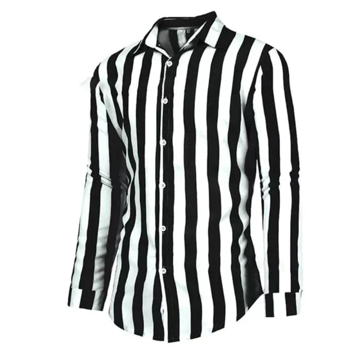 Heren - Ademend katoenen overhemd - Gestreept casual overhemd - Perfect voor elke gelegenheid