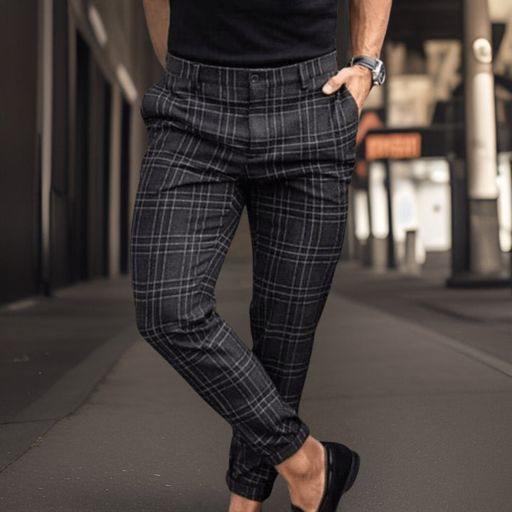 Heren - Slim Fit Broek - Geruit Motief - Stijlvolle Casual Look voor Elke Gelegenheid