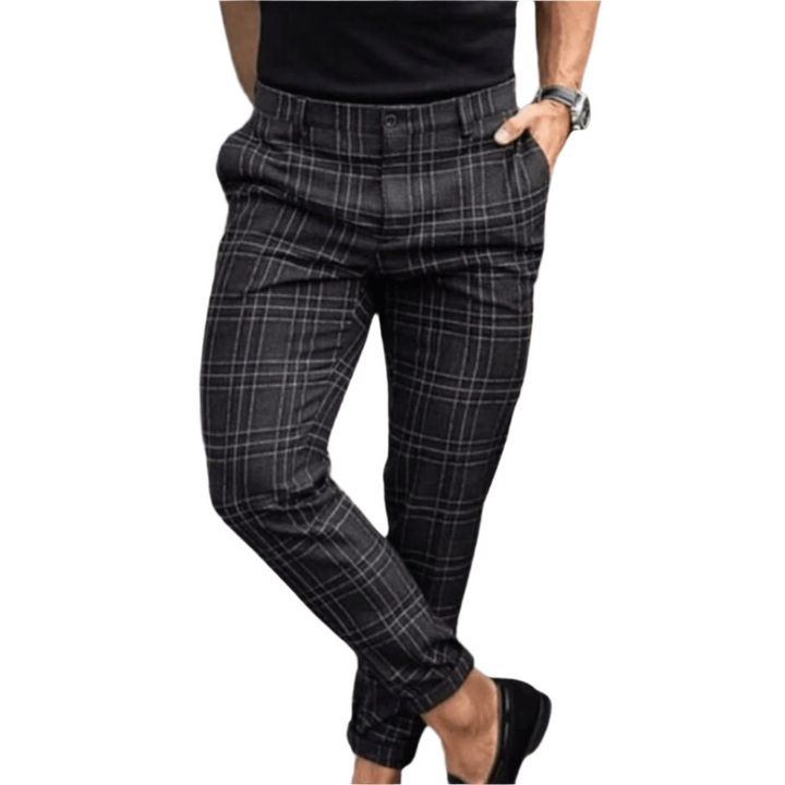 Heren - Slim Fit Broek - Geruit Motief - Stijlvolle Casual Look voor Elke Gelegenheid