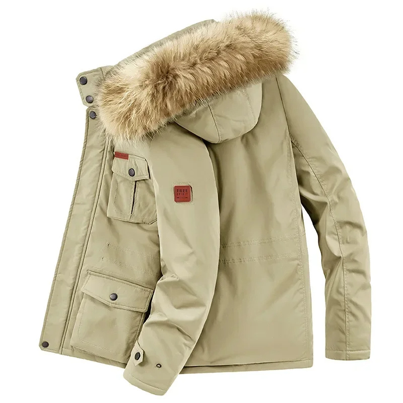 Heren parka winterjas met warme voering en afneembare capuchon