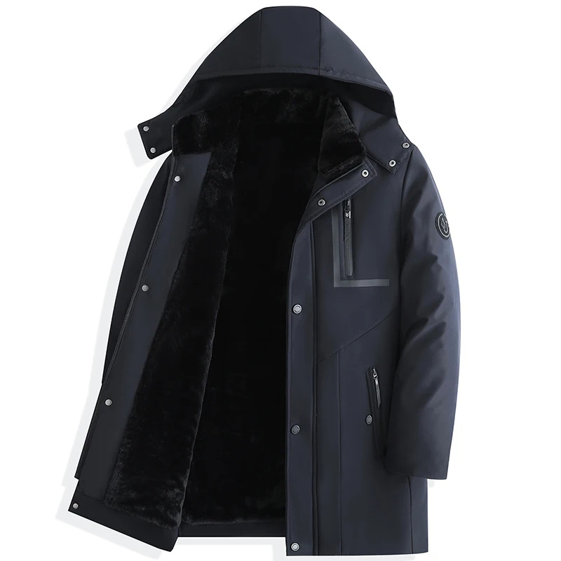 Heren parka winterjas met afneembare capuchon en ritsen