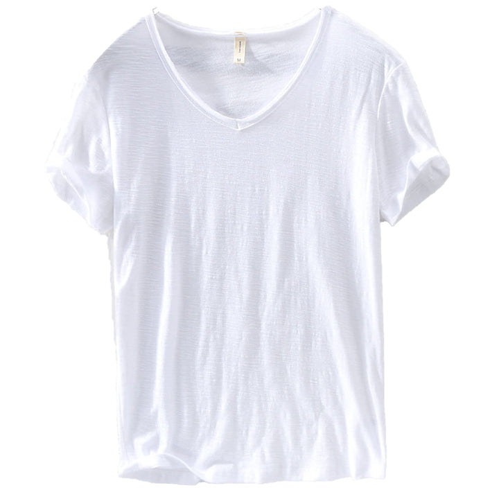 Heren - Shirt met V-hals - Linnen Katoenmix - Stijlvolle Vrijetijdskleding voor Comfort en Klasse