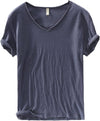 Heren - Shirt met V-hals - Linnen Katoenmix - Stijlvolle Vrijetijdskleding voor Comfort en Klasse