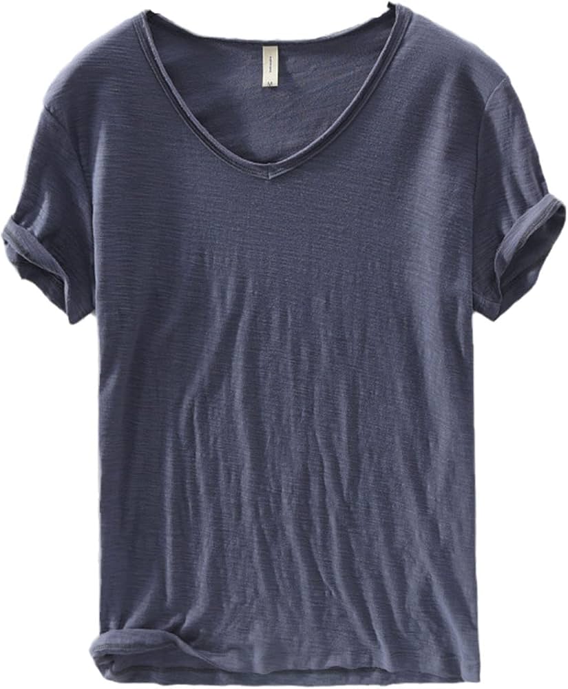 Heren - Shirt met V-hals - Linnen Katoenmix - Stijlvolle Vrijetijdskleding voor Comfort en Klasse