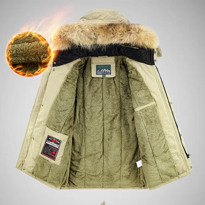 Heren parka winterjas met warme voering en afneembare capuchon