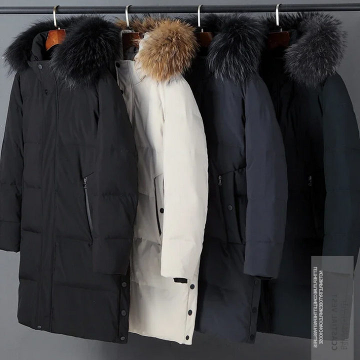 Heren parka winterjas met bont capuchon en ritsen