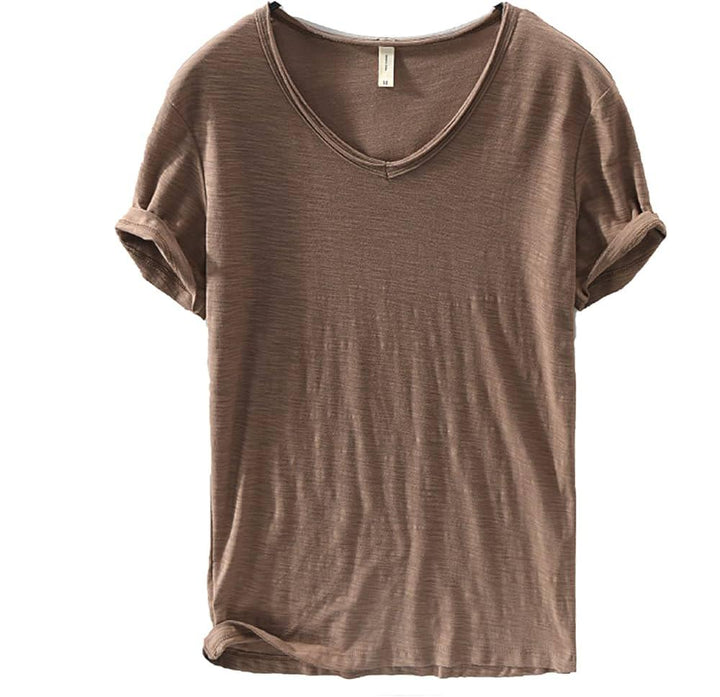 Heren - Shirt met V-hals - Linnen Katoenmix - Stijlvolle Vrijetijdskleding voor Comfort en Klasse