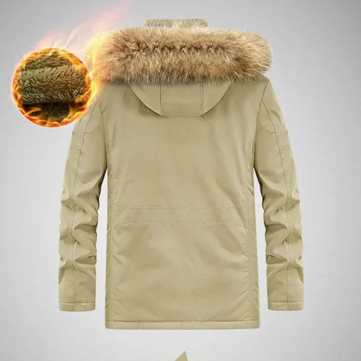 Heren parka winterjas met warme voering en afneembare capuchon