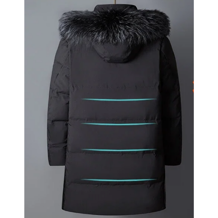 Heren parka winterjas met bont capuchon en ritsen