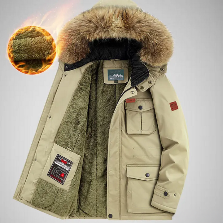 Heren parka winterjas met warme voering en afneembare capuchon