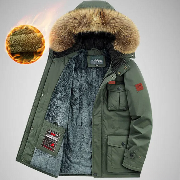 Heren parka winterjas met warme voering en afneembare capuchon