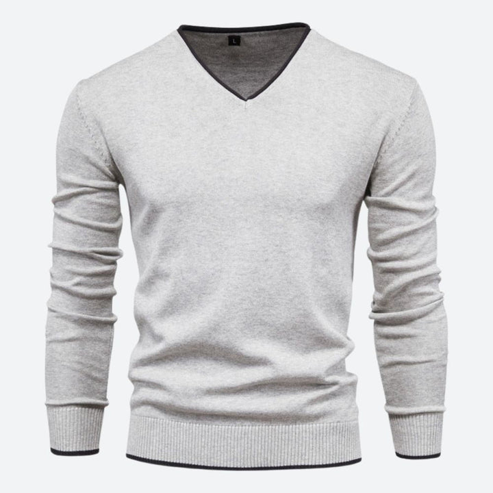 Heren - Slim Fit V-hals Trui - Comfortabele Katoenmix - Perfecte Casual Look voor Elk Seizoen