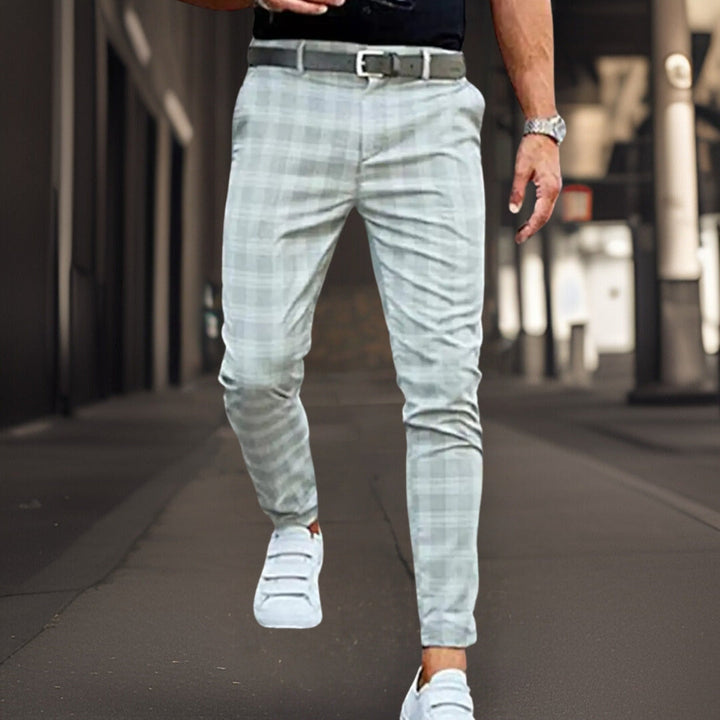 Heren - Slim Fit Broek - Geruit Motief - Stijlvolle Casual Look voor Elke Gelegenheid