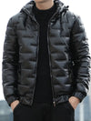 Herren Winter Pufferjacke mit Kapuze – Wasserabweisende, Einfache Zip-Up Jacke in Soliden Farben