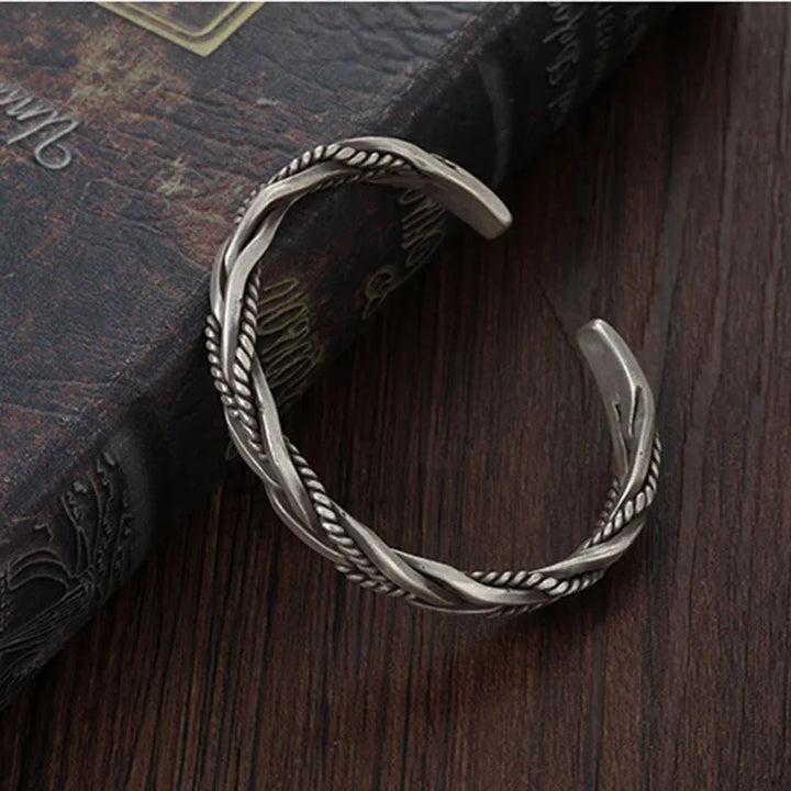 Gedraaide sterling zilveren armband met touw detail