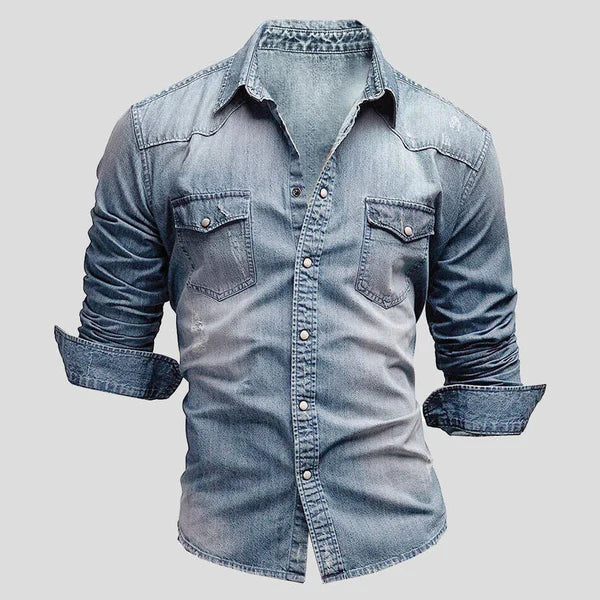 Heren - Denim Overhemd - Comfortabel en Stijlvol - Casual Mode voor Elke Gelegenheid